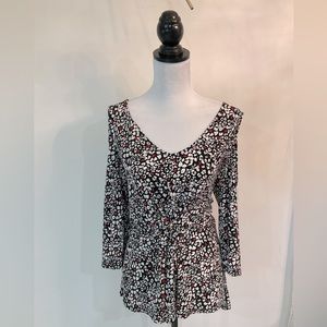 BOLD ELEMENTS COLD SHOULDER BLOUSE WITH SINCH TIE WAIST SIZE XXL RED,BLACK NWOT